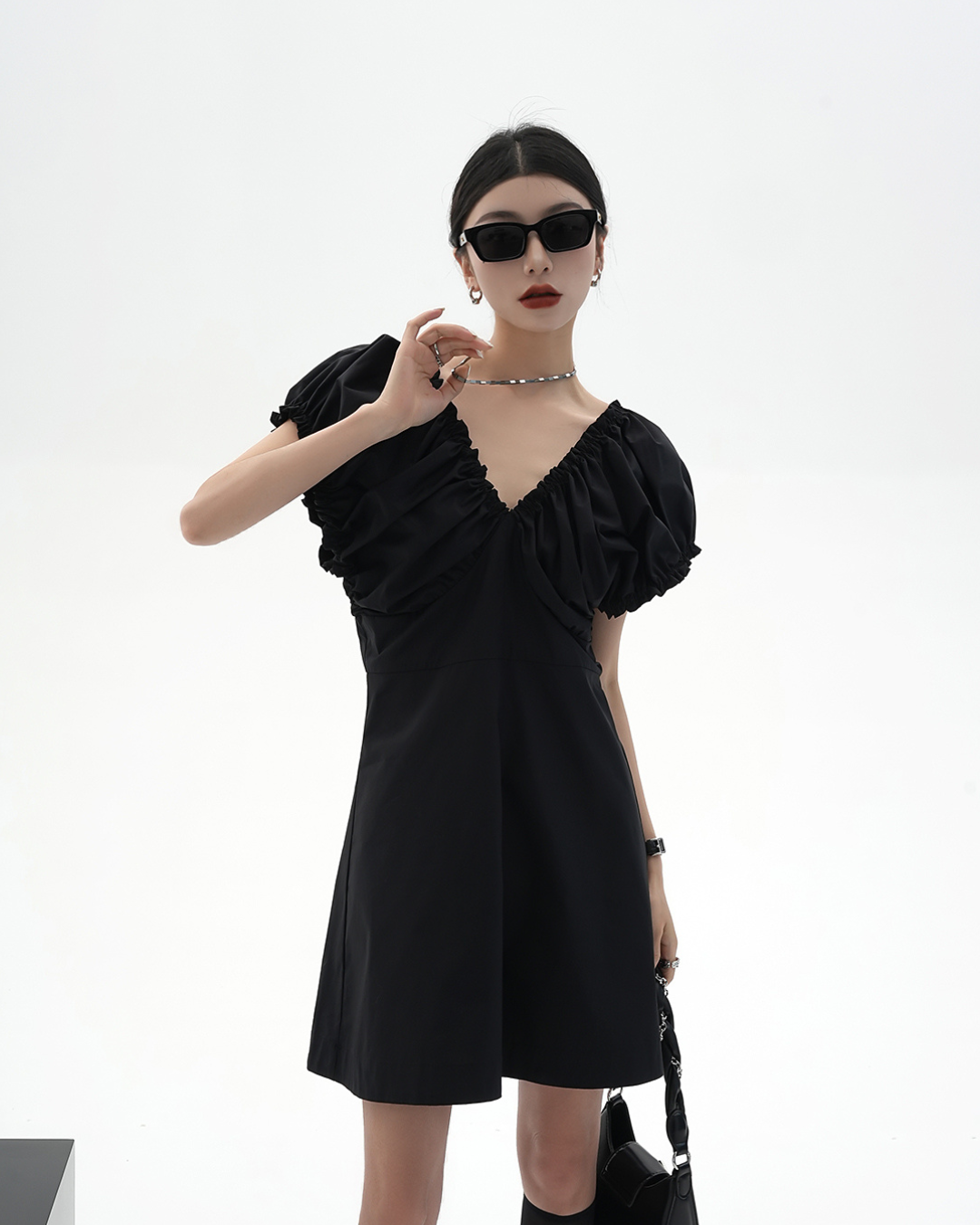Puff Sleeve Gather French Dress
