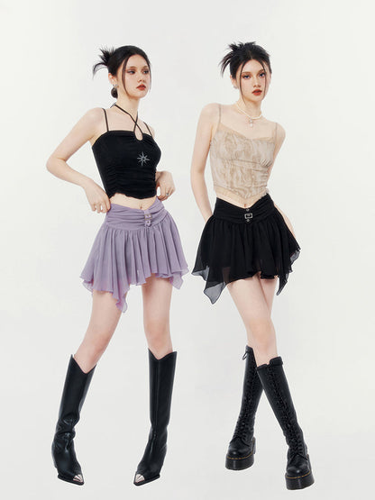 Tulle Pleated Short Skirt