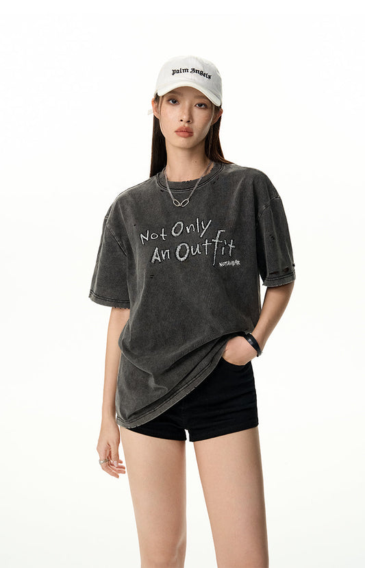 Embroidery Design Color Loose T-Shirt