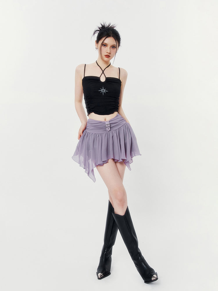 Tulle Pleated Short Skirt