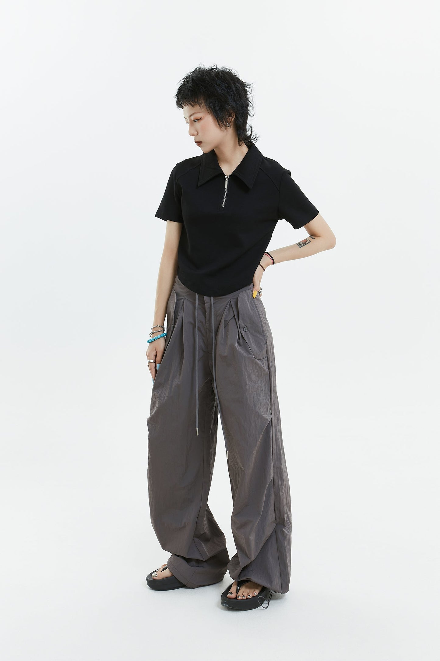 Casual loose parachute pants