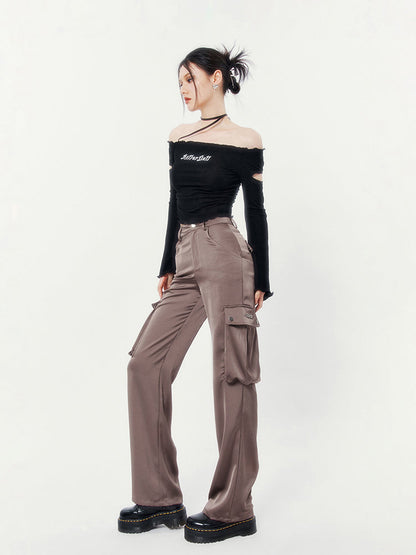 Satin Draped Casual Pants