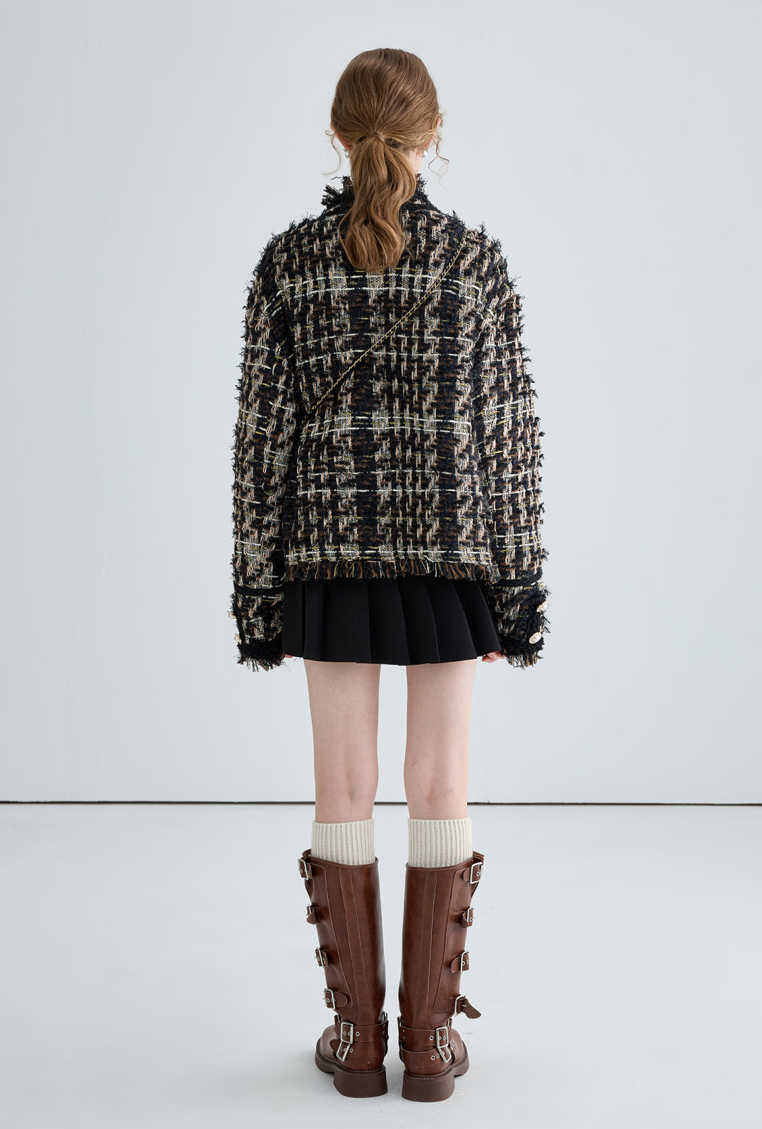 Tweed Short White Enten Down Jacke