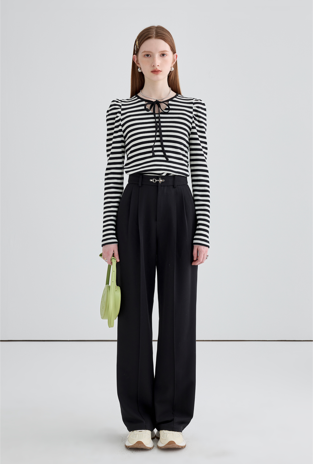 Wide Draped Buckle Pleated Pants