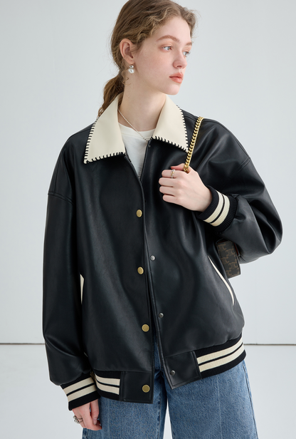 Bicolor Lose Lederjacke