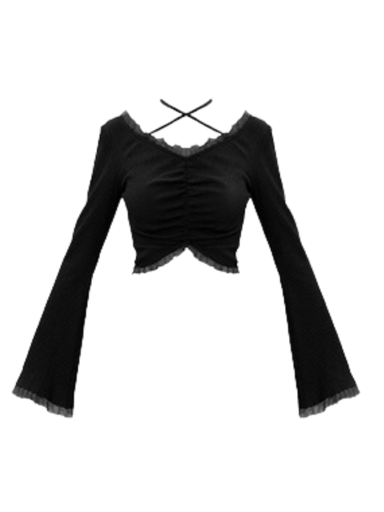 Pure Dissipation Cross-Bow Off-Shoulder Lace Summer Knit Top