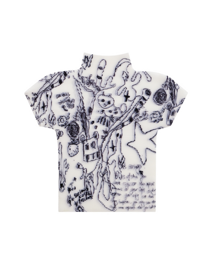 Animal Handwritten Vivid Mock Neck T-Shirt