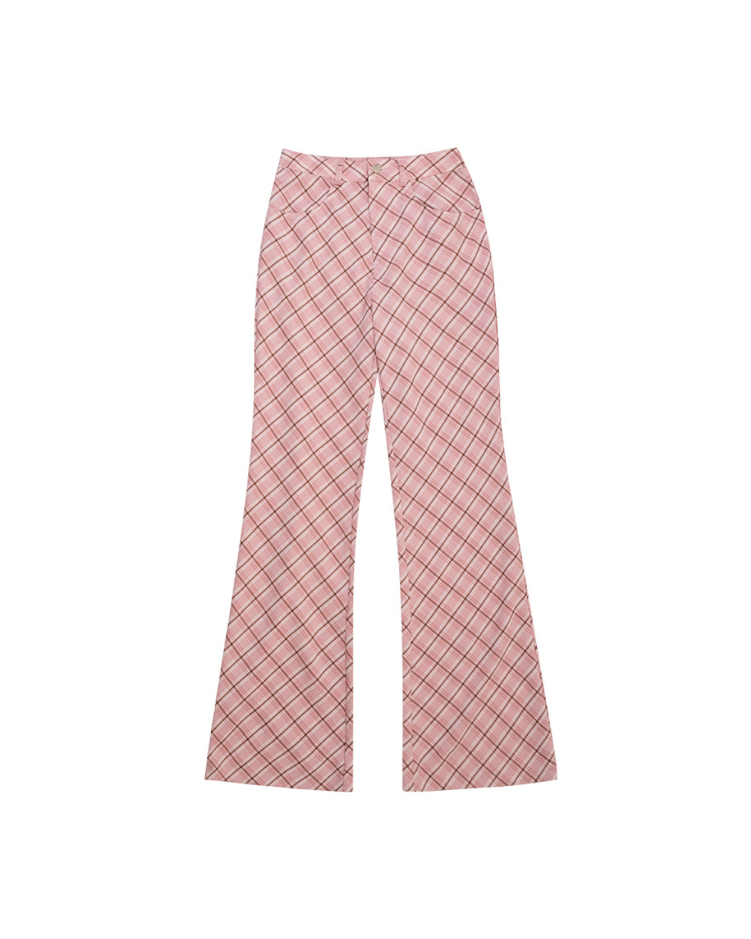 Retro Plaid Flared Straight Pants