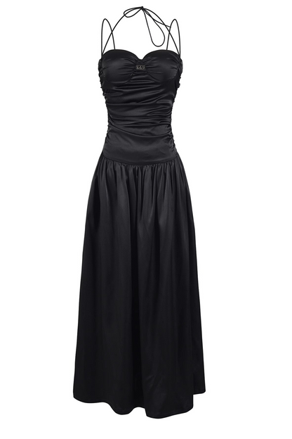 Schwarzes Korsett Midi Kleid