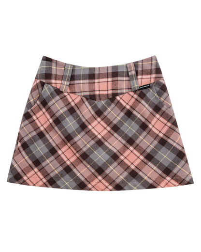 Retro High Waist Plaid Skirt