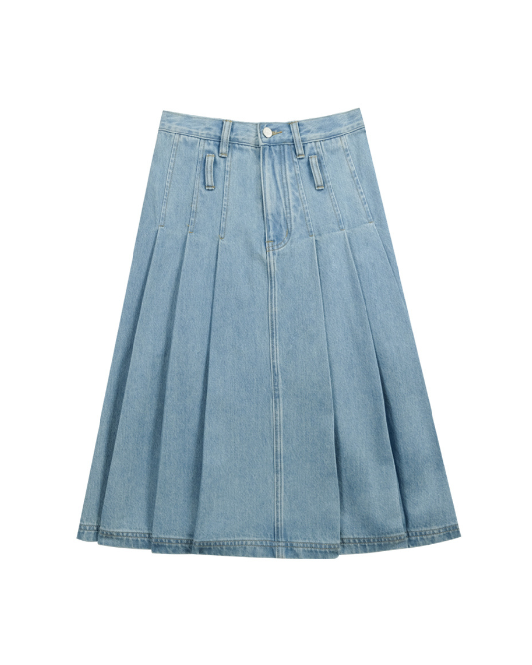 Pleated Denim Skirt