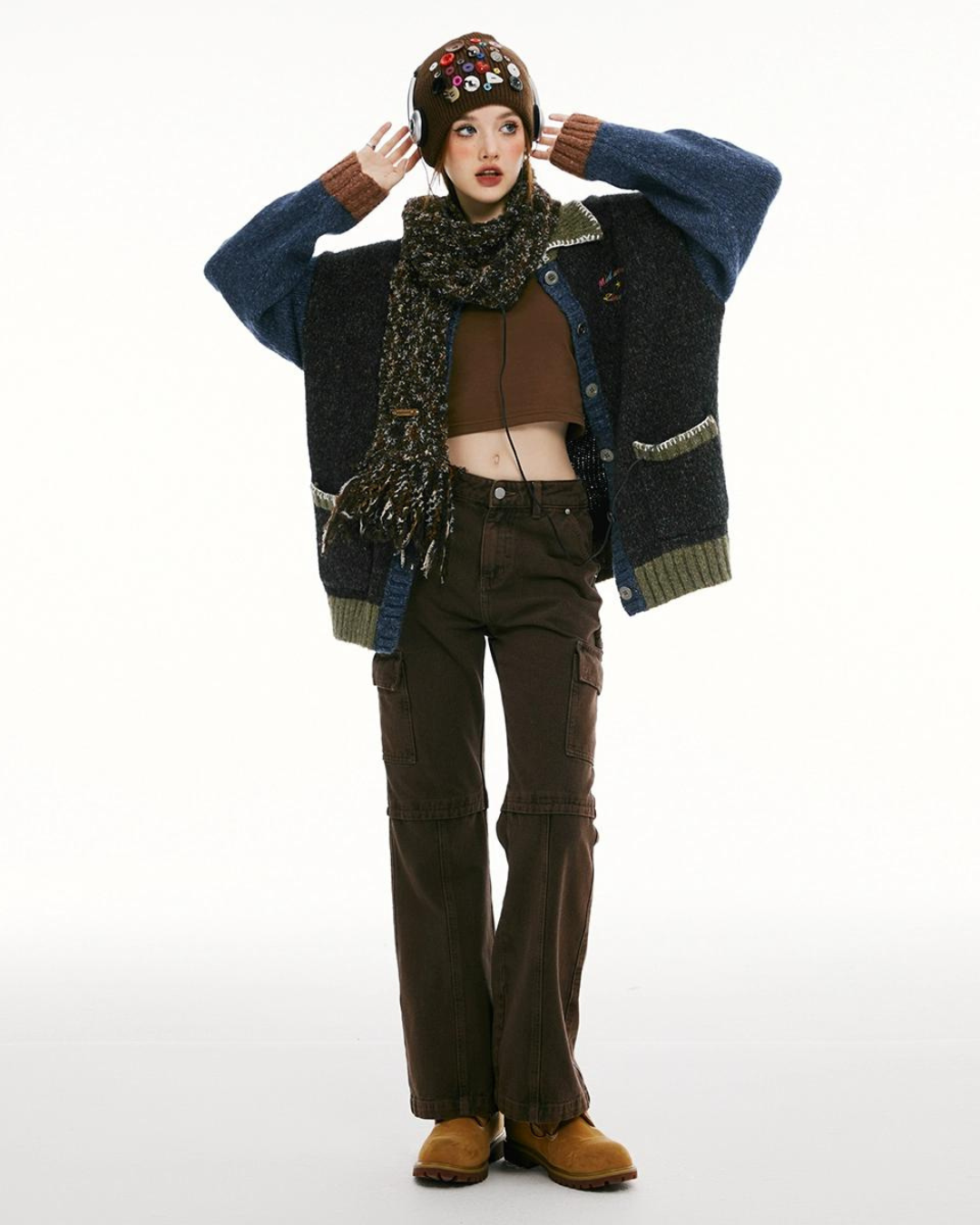 Contrast Color Knit Jacket