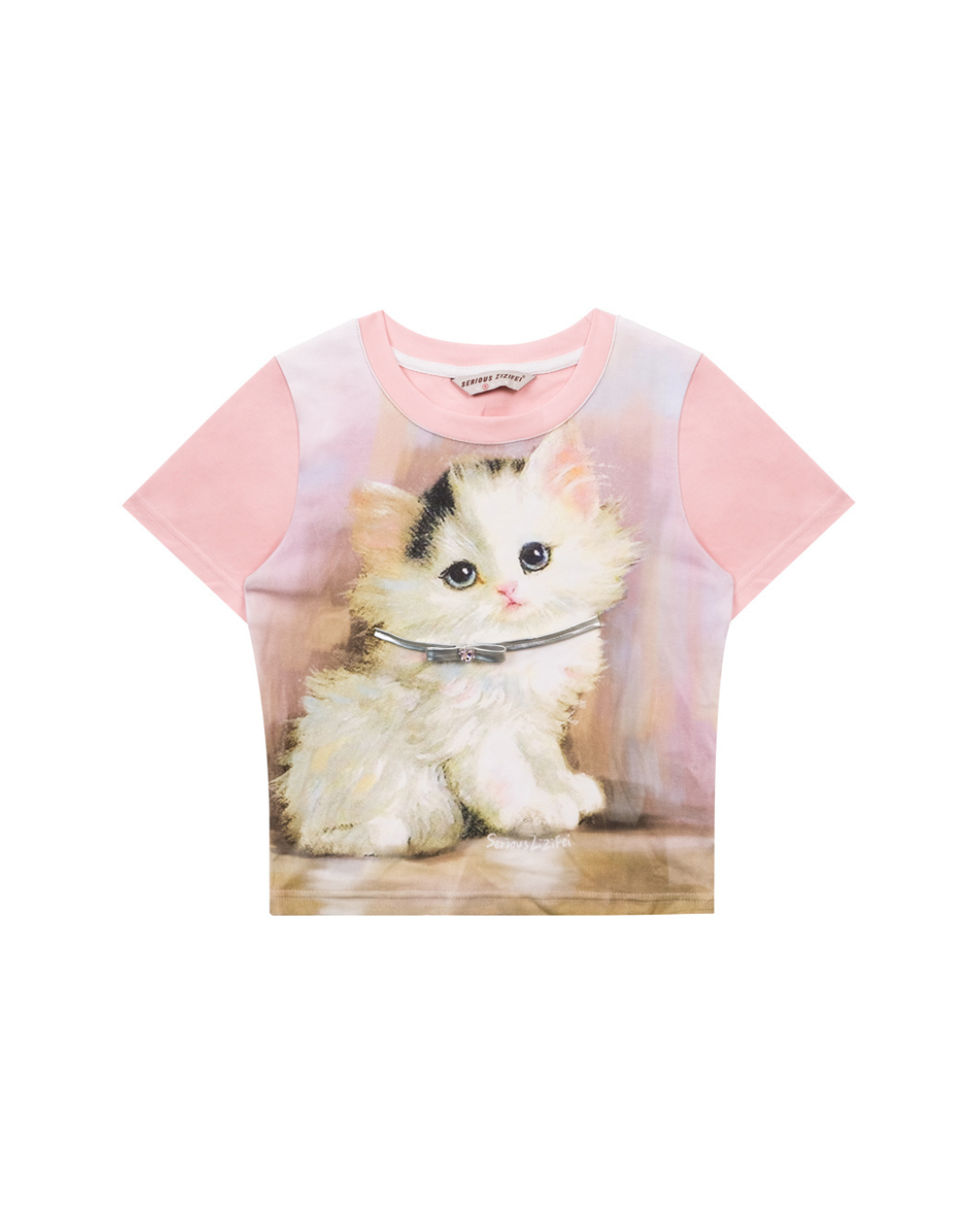 Retro Pink Cat Short Sleeve T-Shirt