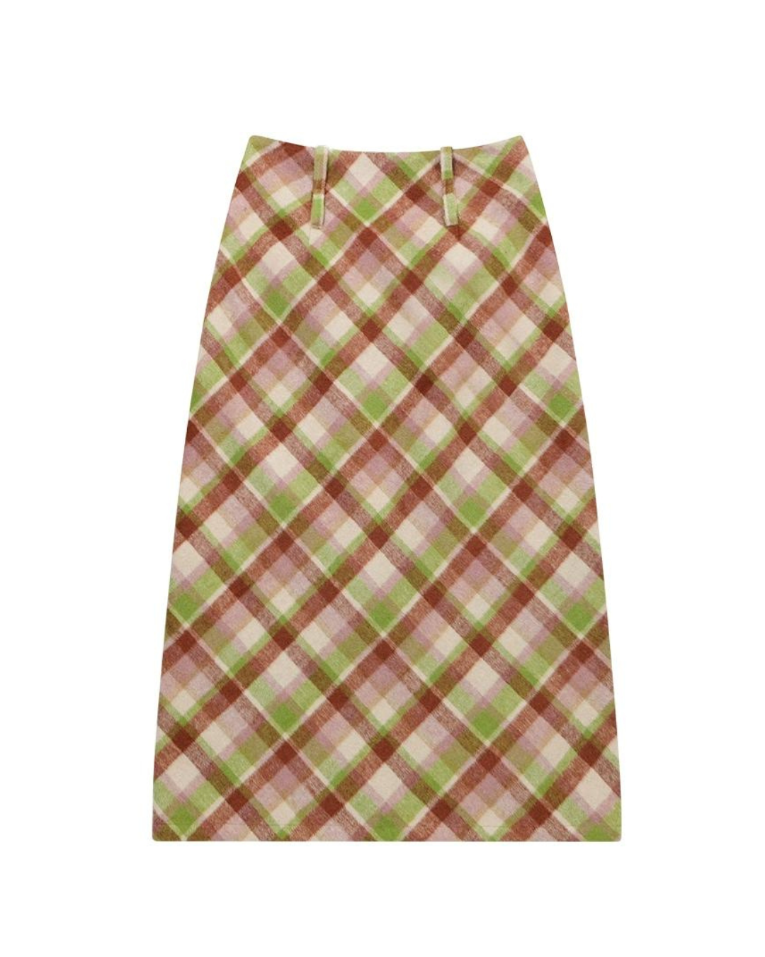 High Waist Plaid Wool Skirt