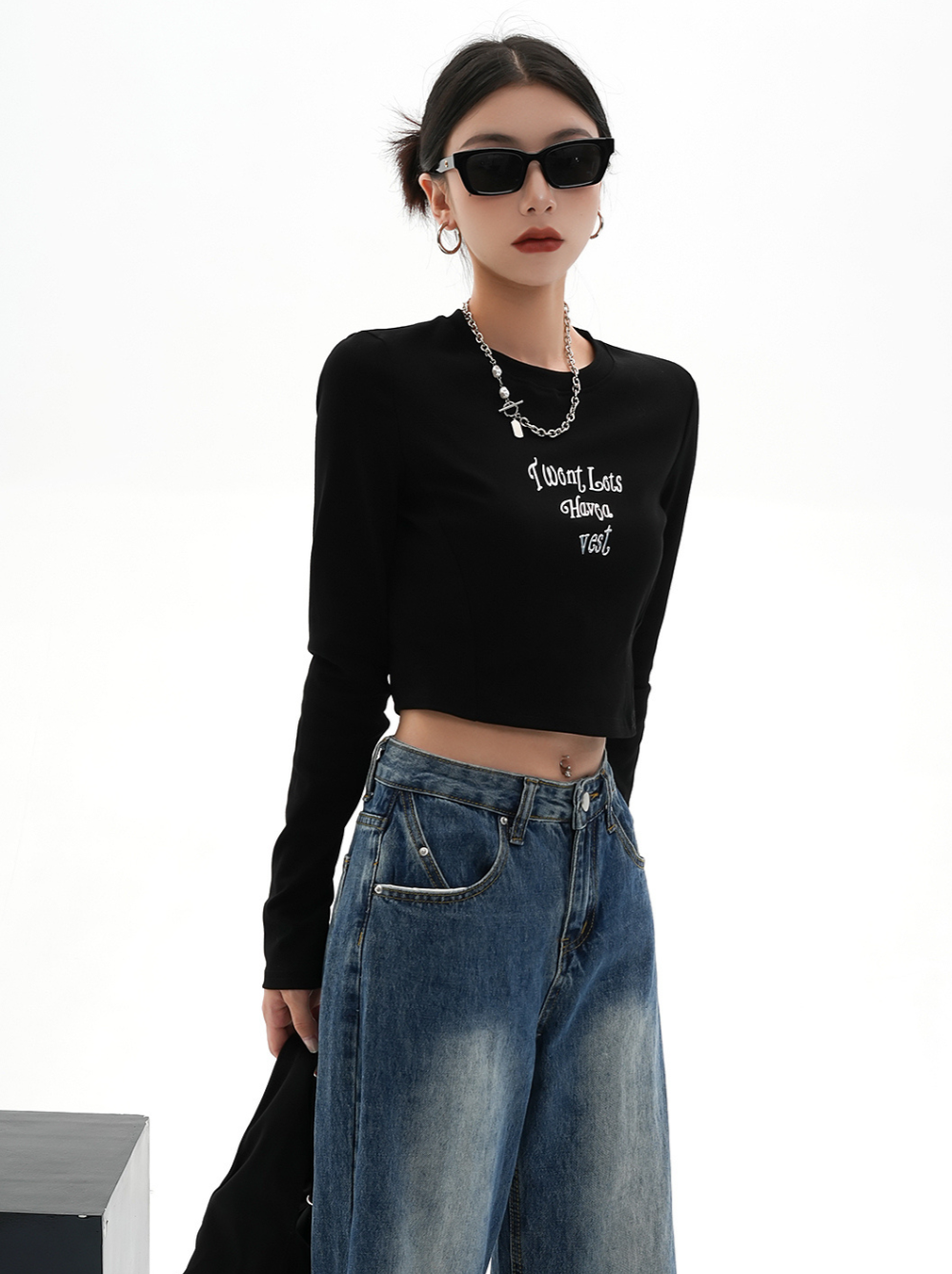 Cropped Logo Long T-Shirt