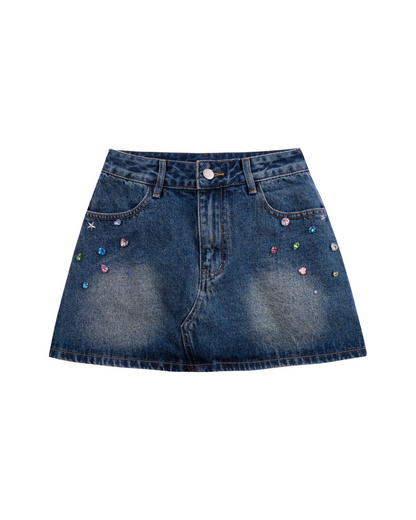 Kristall -Denim -Minirock