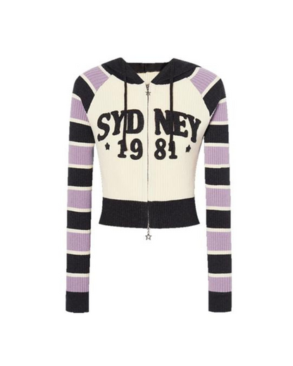 Color Stripe Double Zip Knit