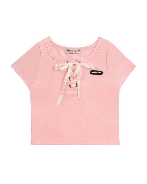 Lace Up Short Sleeve T-Shirt