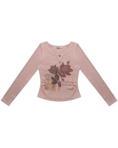 Flower Print Long Sleeve T-Shirt