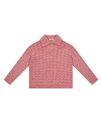 Heart Button Polo Neck Knit