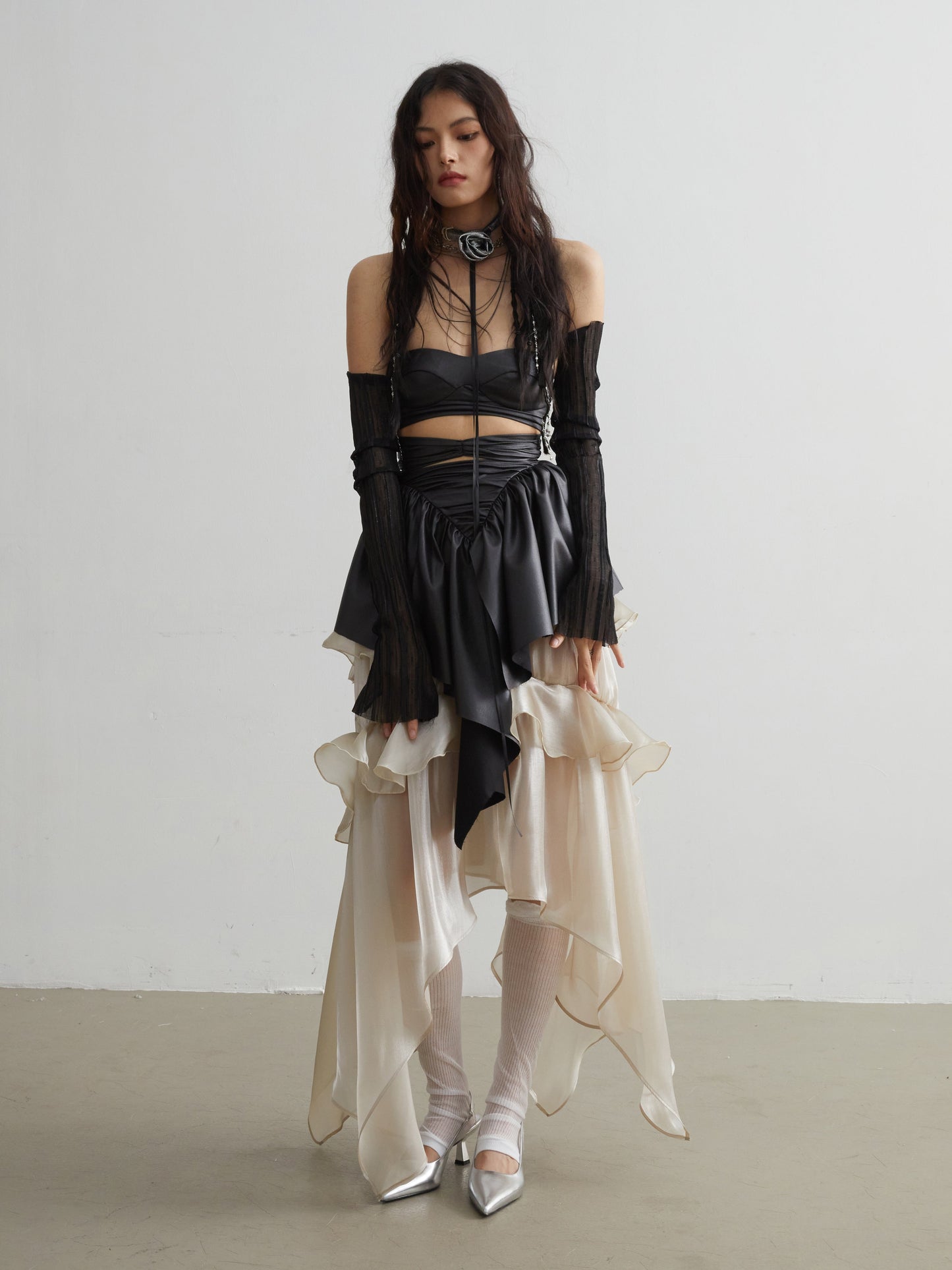 Punk Imitation Leather Tube Top