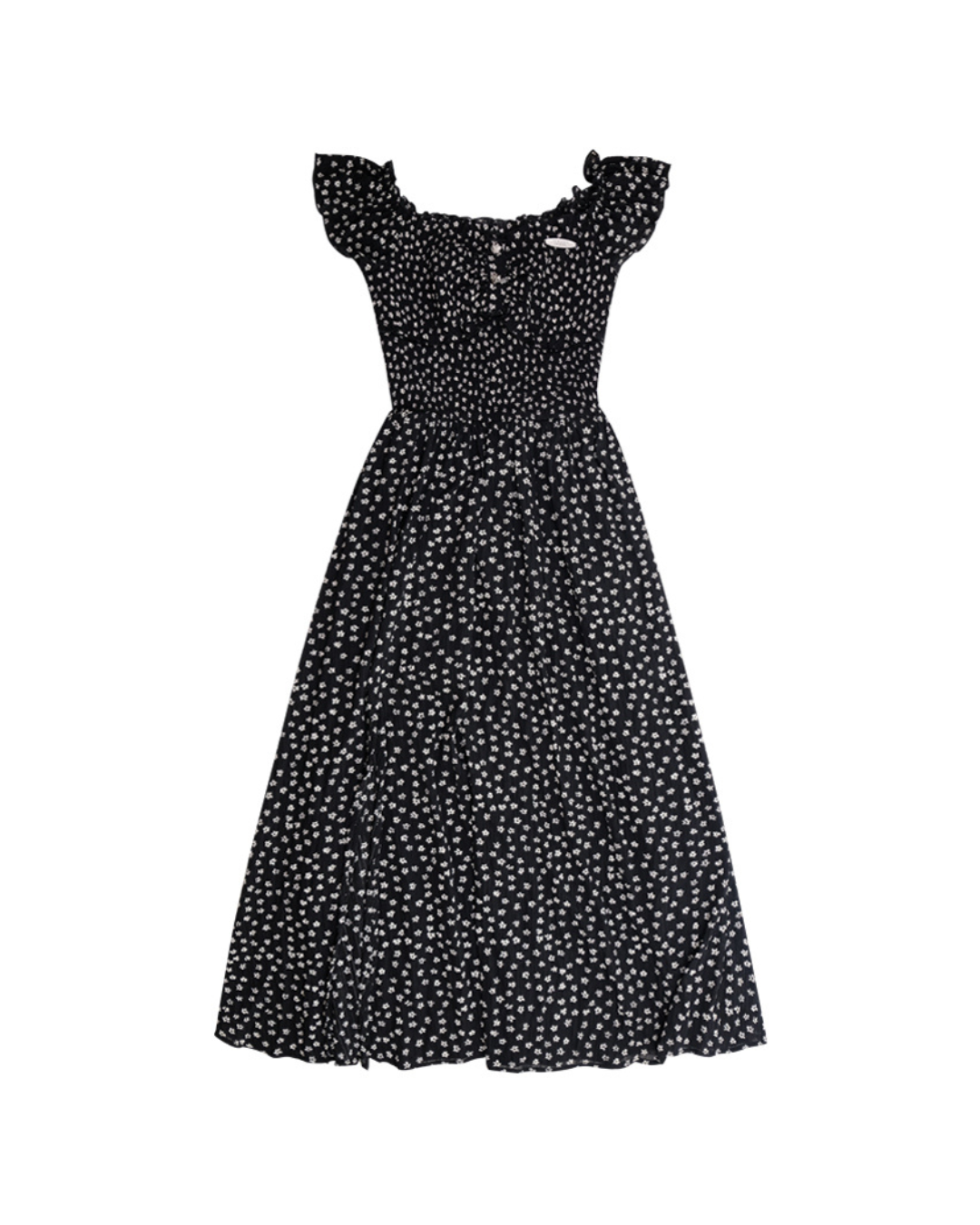 Retro Black Flower Sleeve Dress