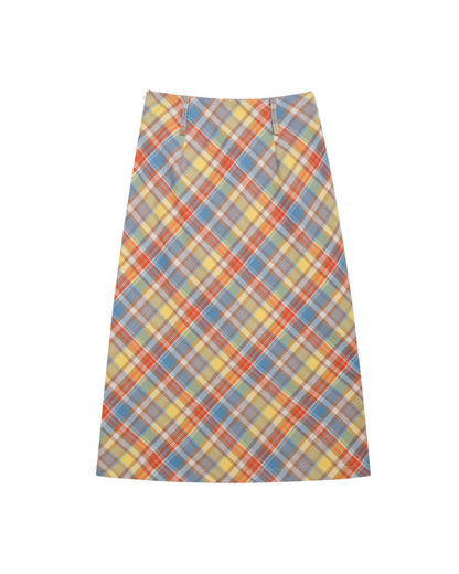 Retro Color Plaid Skirt