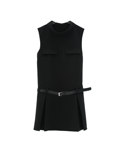 Stand Collar Sleeveless Dress