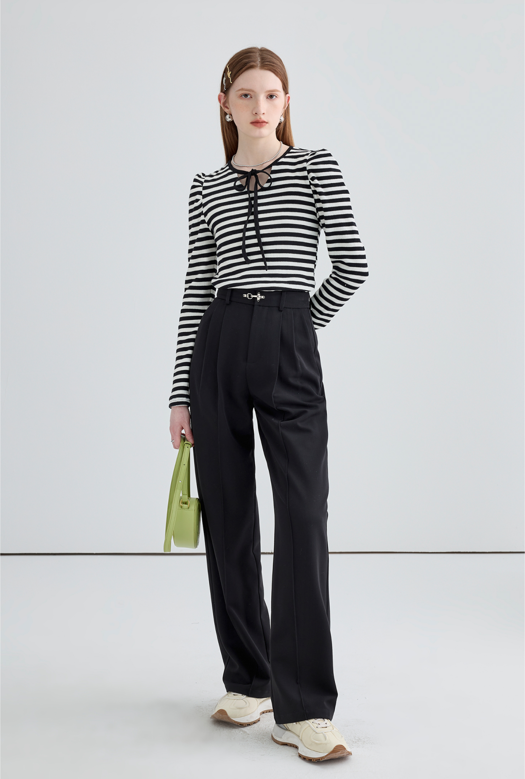 Wide Draped Buckle Pleated Pants