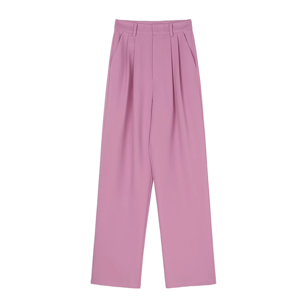 High Waist 2 Pleats Draped Slacks