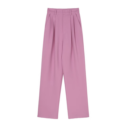 High Waist 2 Pleats Draped Slacks