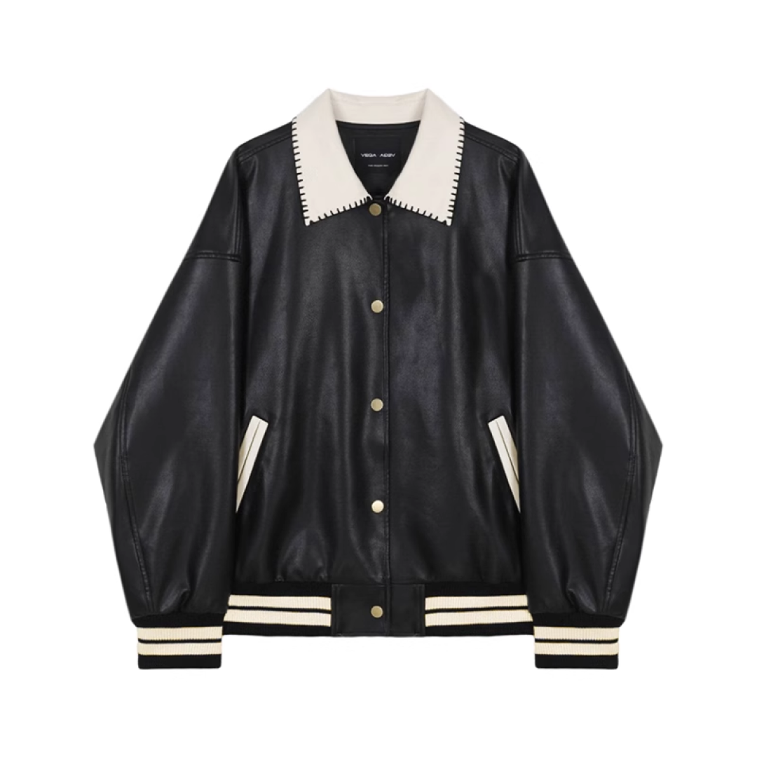 Bicolor Lose Lederjacke