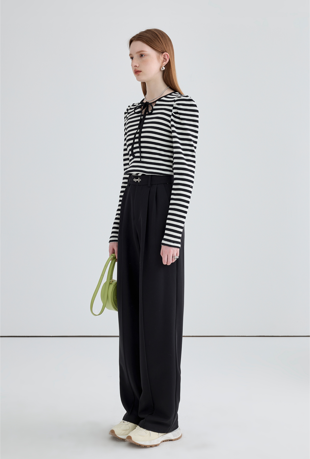 Wide Draped Buckle Pleated Pants