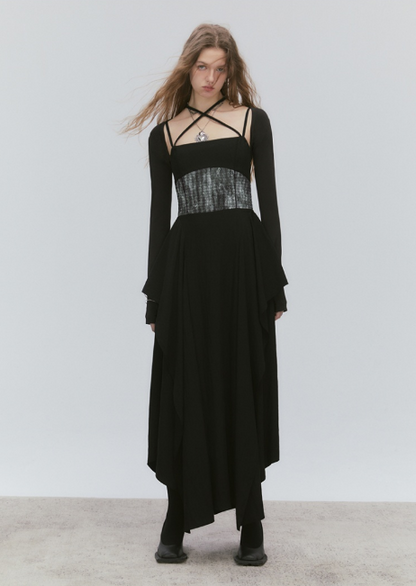 Waist Design Draped Silhouette Dress