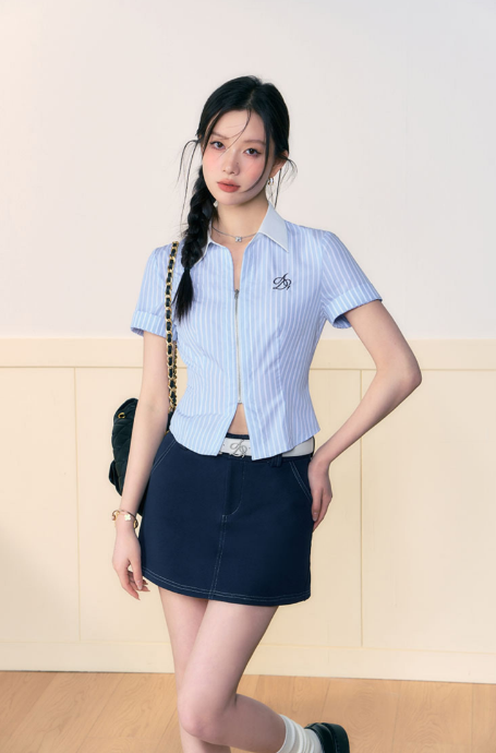 Logo Embroidery Stripe Slim Line Shirt