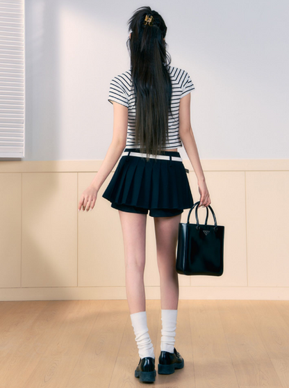 A-line Short Pleated Pants Skirt