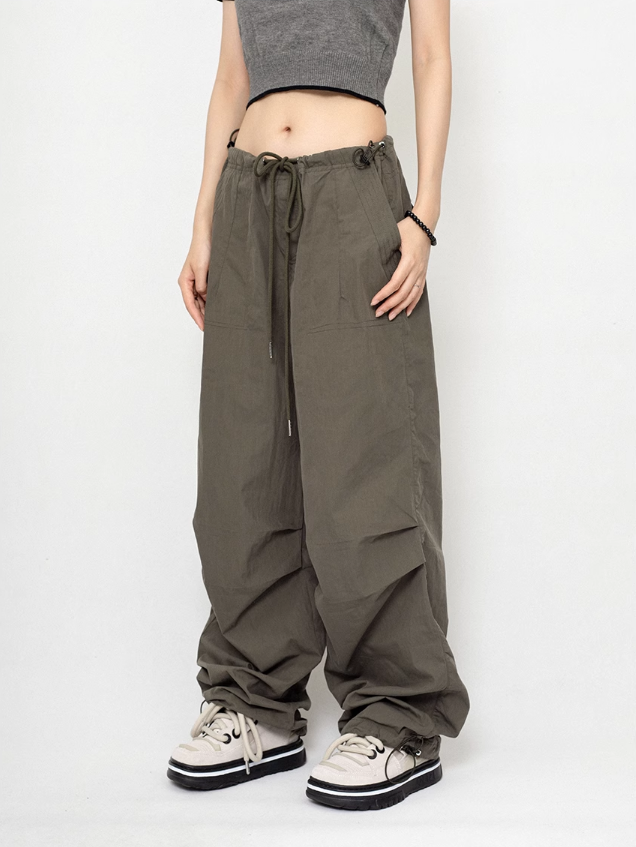 Street Style Low Waist Loose Wide Pants