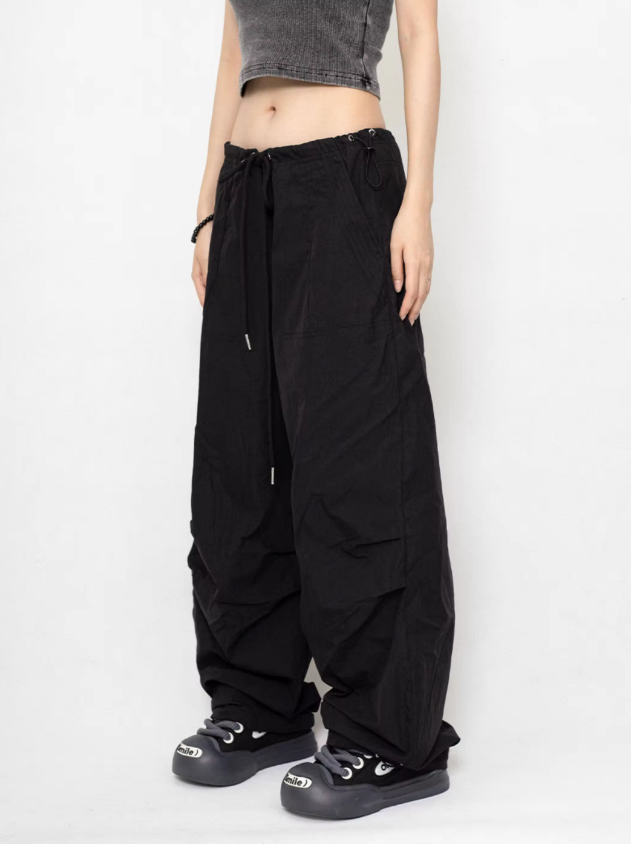 Street Style Low Waist Loose Wide Pants