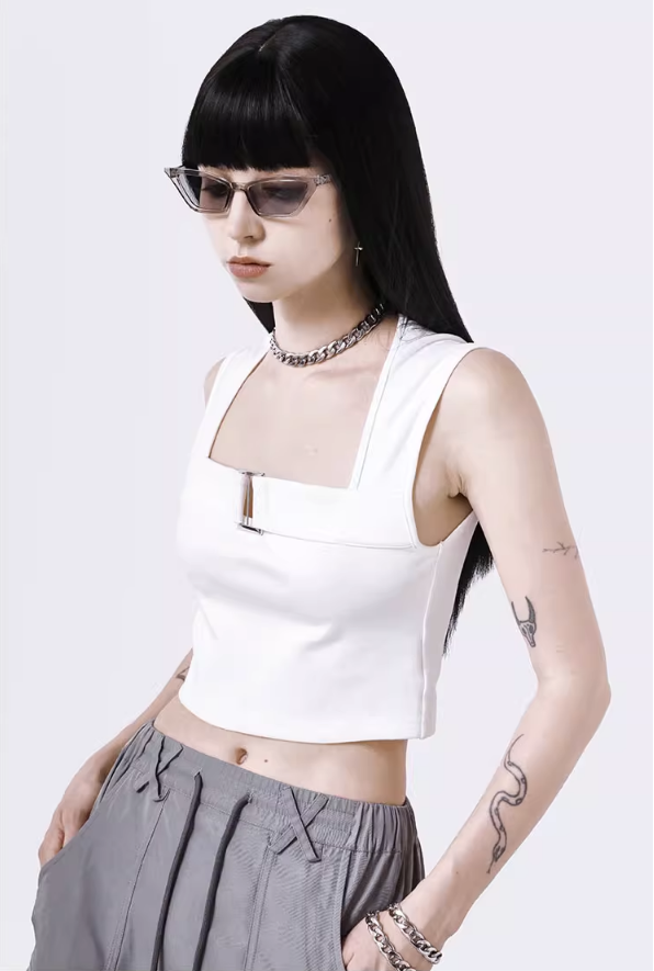 Metal buckle short sleeveless