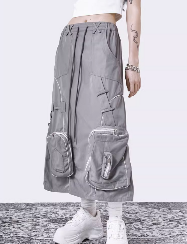 Casual Skirt with Patch Pocket Slit