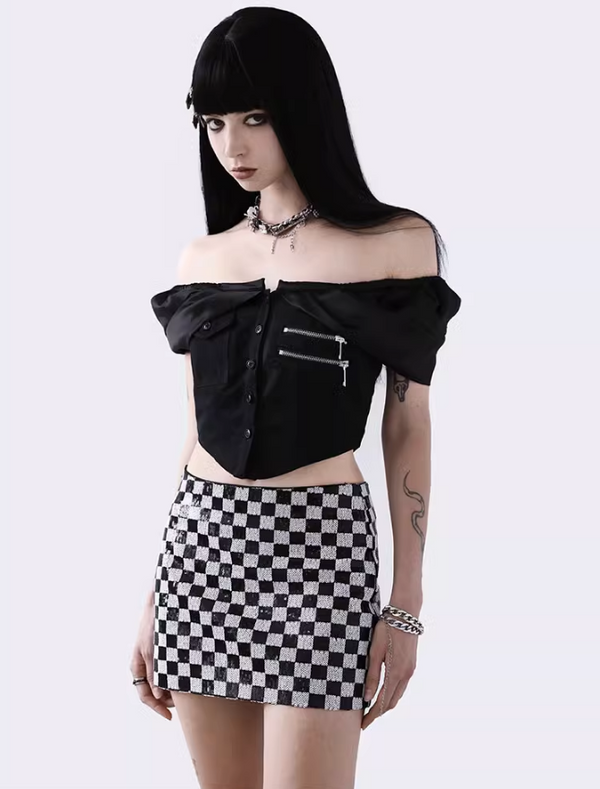 off-the-shoulder short shirt