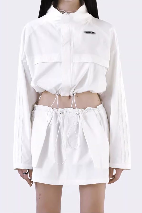 Sports Style White Short Jacket