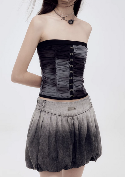 Patchwork Shirring Tube Top