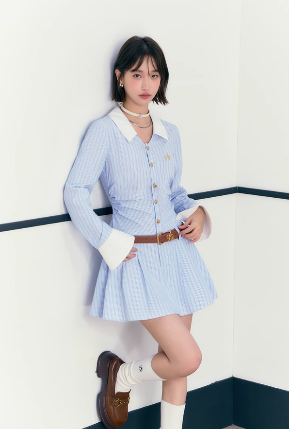 Blue Stripe Shirt Dress