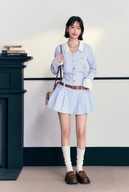 Blue Stripe Shirt Dress