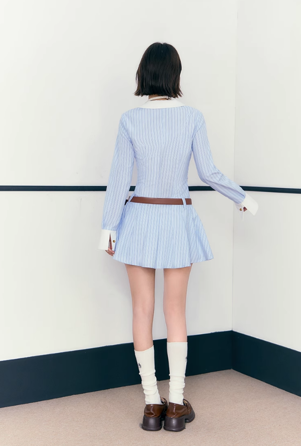 Blue Stripe Shirt Dress