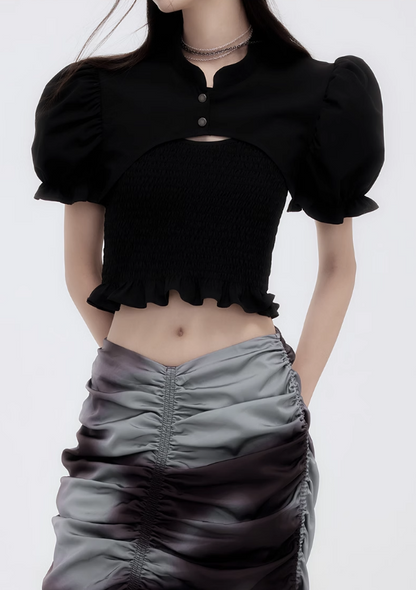 Layered puff sleeve shirt