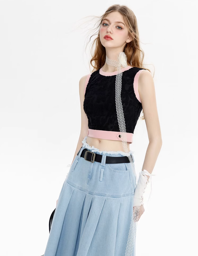 Bicolor Short Knit Sleeveless