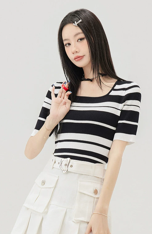Color Stripe Slim Fit Knit