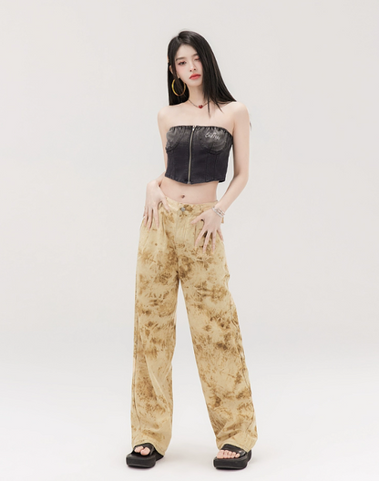 Tie-dye dyed wide straight pants